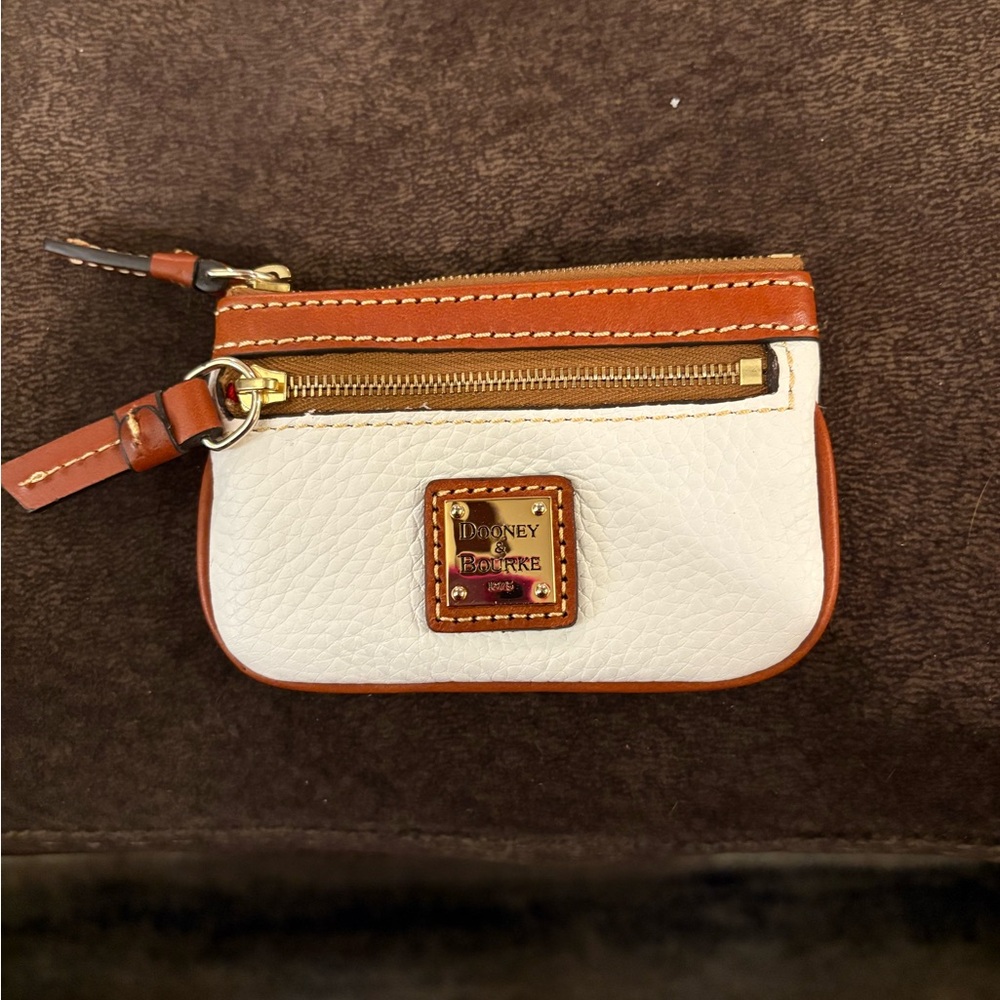 Dooney & Bourke White and Brown Wristlet